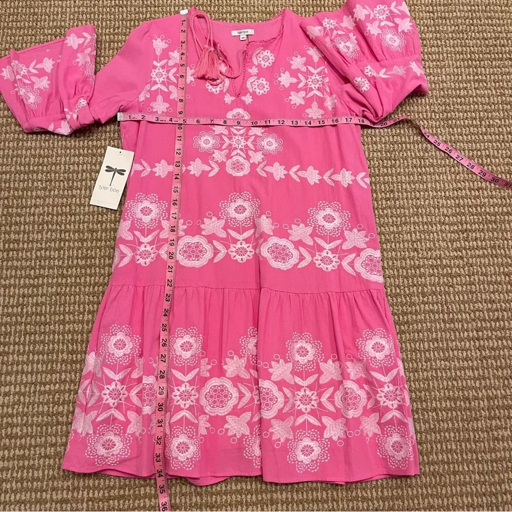 Tyler Böe Holly Embroidered Skimmer Dress Cheeky Pink XS NWT - Picture 7 of 11